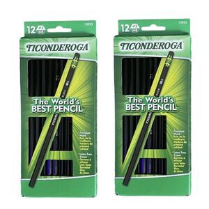 Ticonderoga Pencils Black Wood-Cased Graphite #2 HB 12 count 2 packs